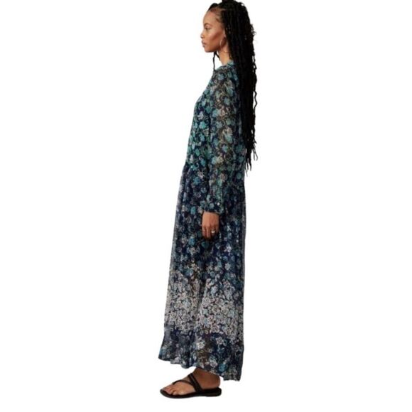 FREE PEOPLE SHEER MAXI DRESS WITH SLIP LIGHTWEIGHT MSRP $168 SZ S NWOT - Picture 3 of 4